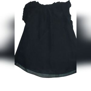 Ann Taylor Women's Black Ruffled Sheer With Lining Sleeveless Top Medium Petite